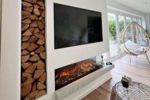 Log Filled Alcove Media Wall from Solution Fires