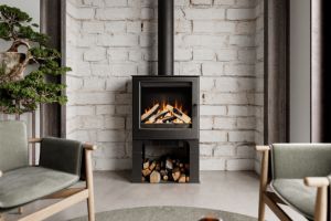 mendip woodland electric stove with logstore base