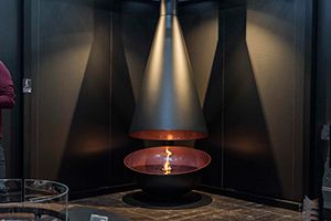 Fireplace featured at the trade fair World of Fireplaces 2025.