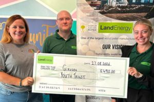 Amy Bissett from Girvan Youth Trust with David Bone and Lyndsey Brown from Land Energy.